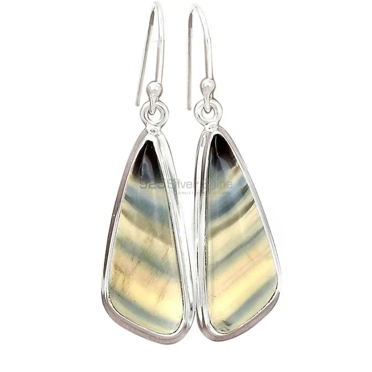 Natural Fluorite Gemstone Earrings In 925 Sterling Silver Jewelry 925SE2284_4