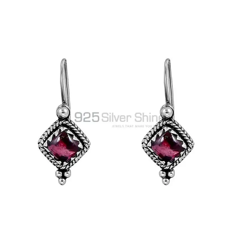 Natural Garnet Gemstone Earring In 925 Sterling Silver Jewelry 925SE121_1