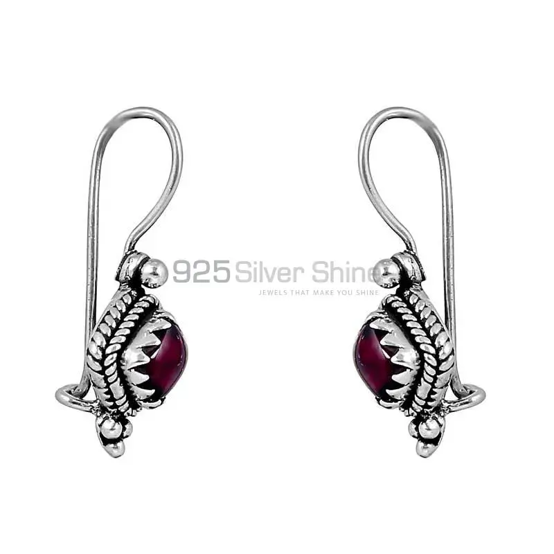 Natural Garnet Gemstone Earring In 925 Sterling Silver Jewelry 925SE121_0