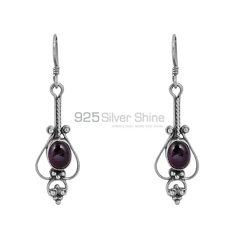 Natural Garnet Gemstone Earring In Sterling Silver Jewelry 925SE57
