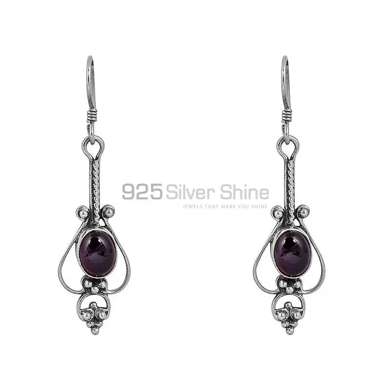 Natural Garnet Gemstone Earring In Sterling Silver Jewelry 925SE57_1