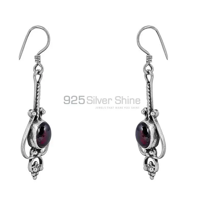 Natural Garnet Gemstone Earring In Sterling Silver Jewelry 925SE57_0