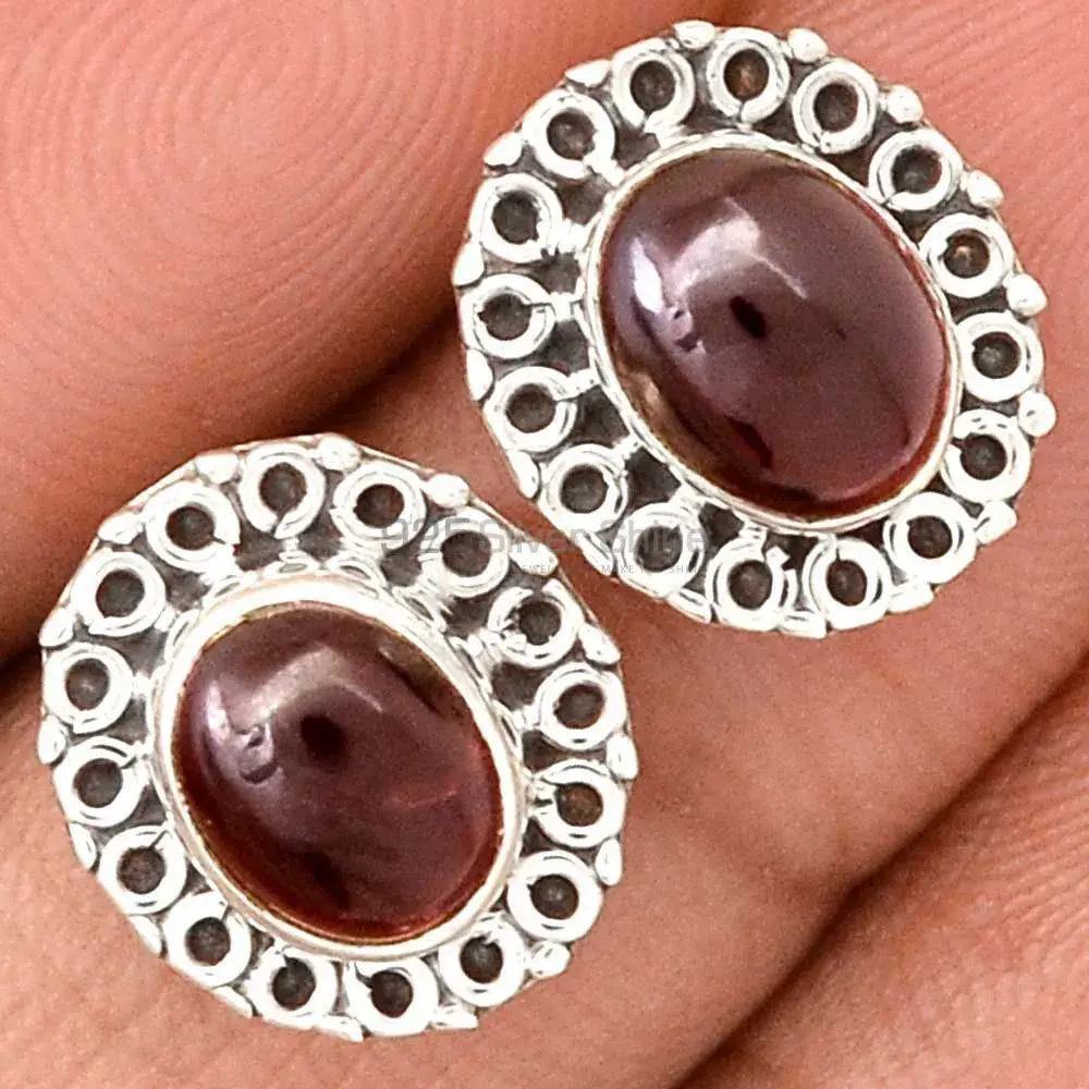 Natural Garnet Gemstone Earrings Exporters In 925 Sterling Silver Jewelry 925SE2211_0