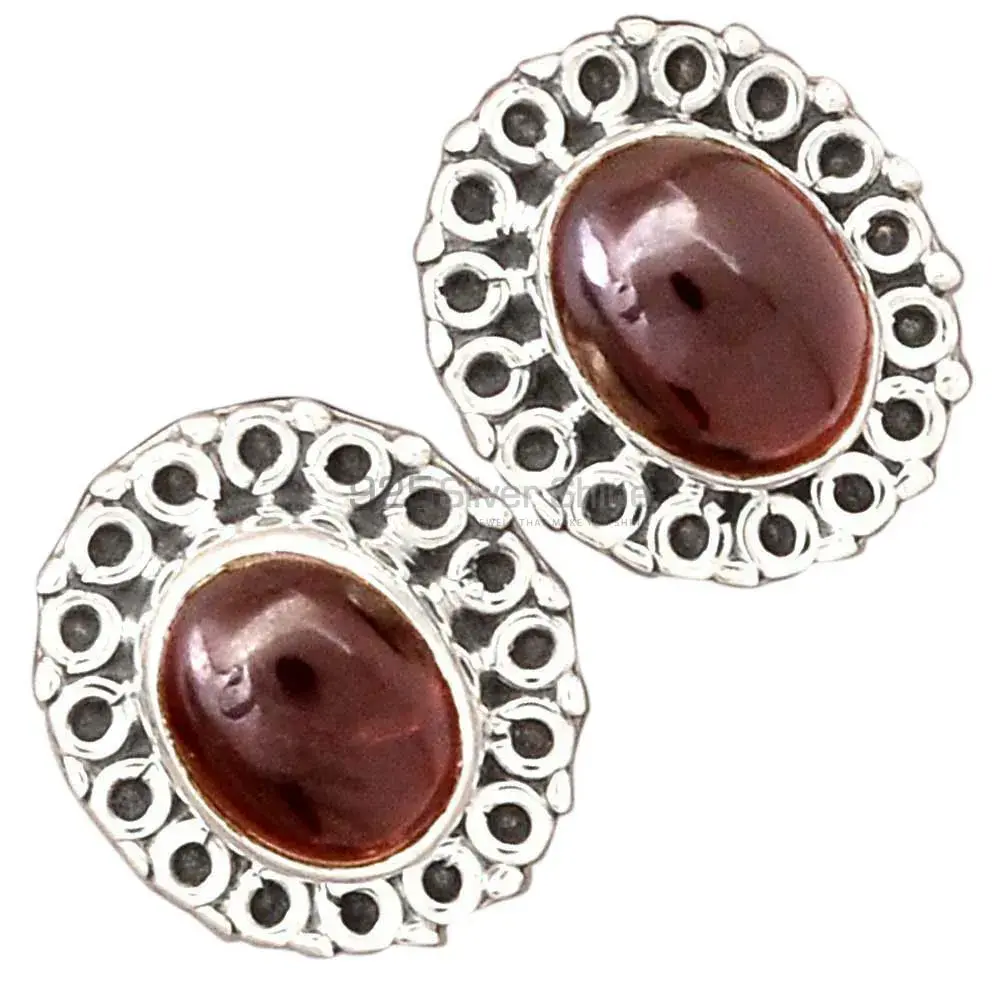 Natural Garnet Gemstone Earrings Exporters In 925 Sterling Silver Jewelry 925SE2211_1