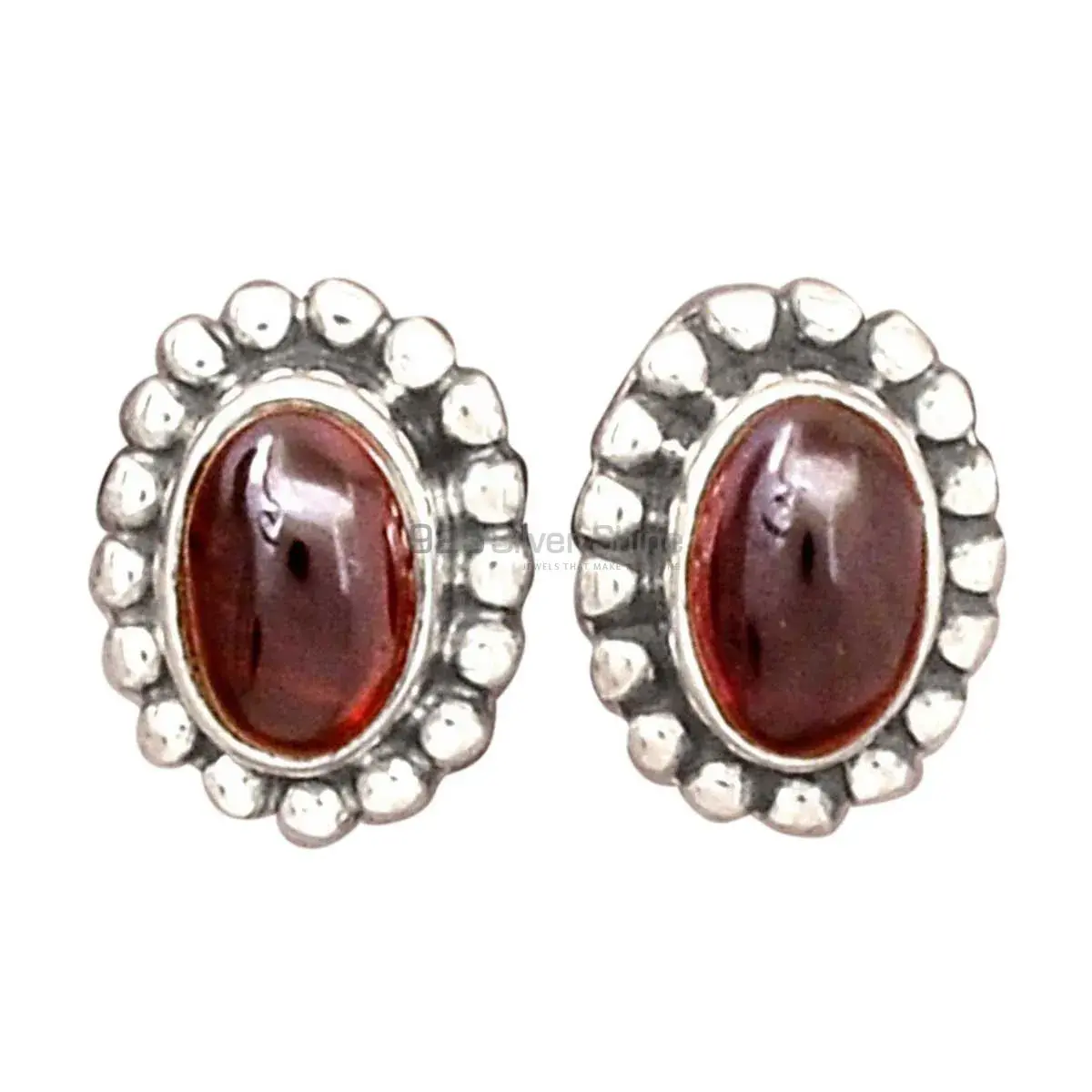 Natural Garnet Gemstone Earrings Exporters In 925 Sterling Silver Jewelry 925SE2211_2