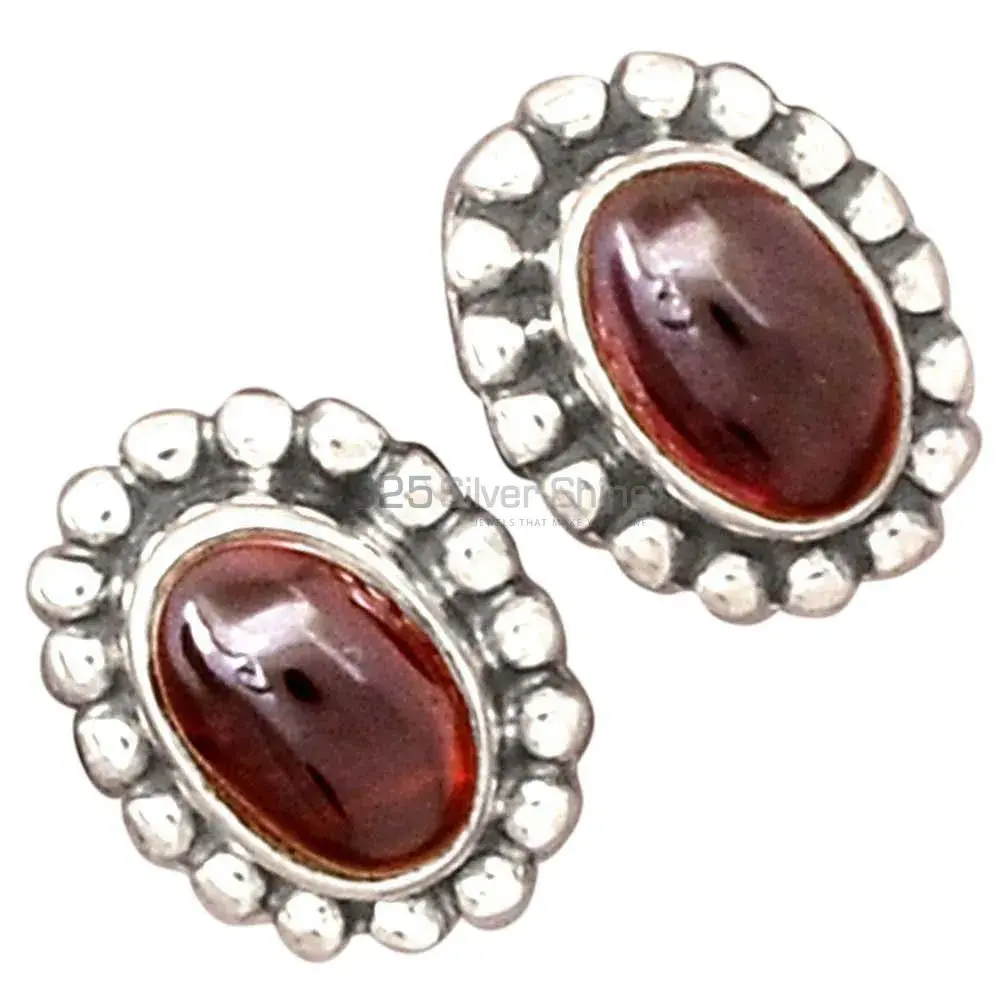 Natural Garnet Gemstone Earrings Exporters In 925 Sterling Silver Jewelry 925SE2211_3