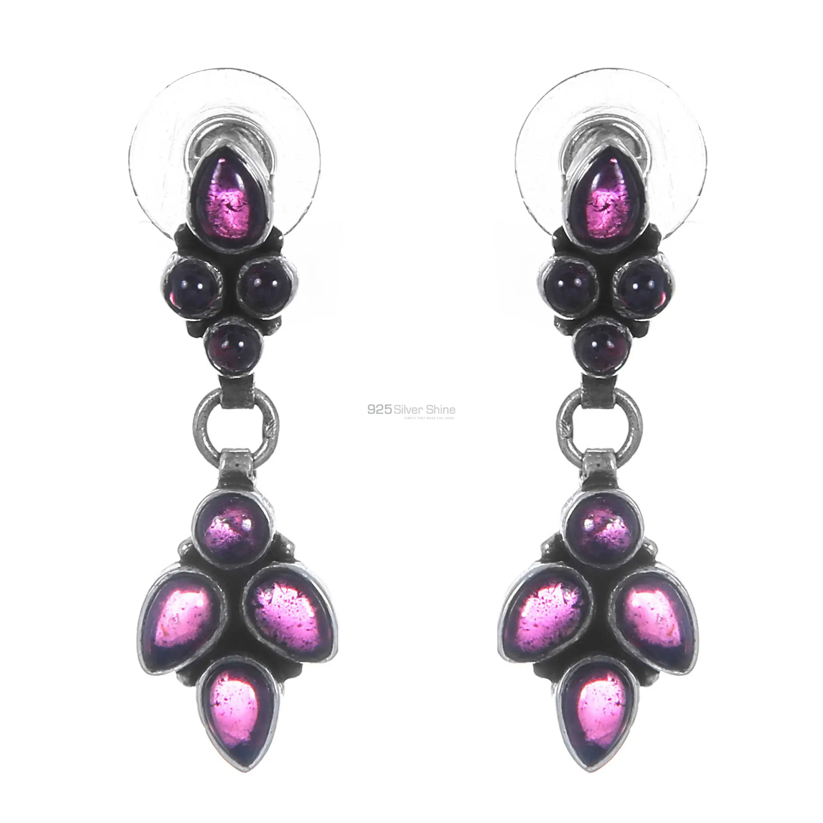 Natural Garnet Gemstone Earrings In 925 Sterling Silver Jewelry 925SE259