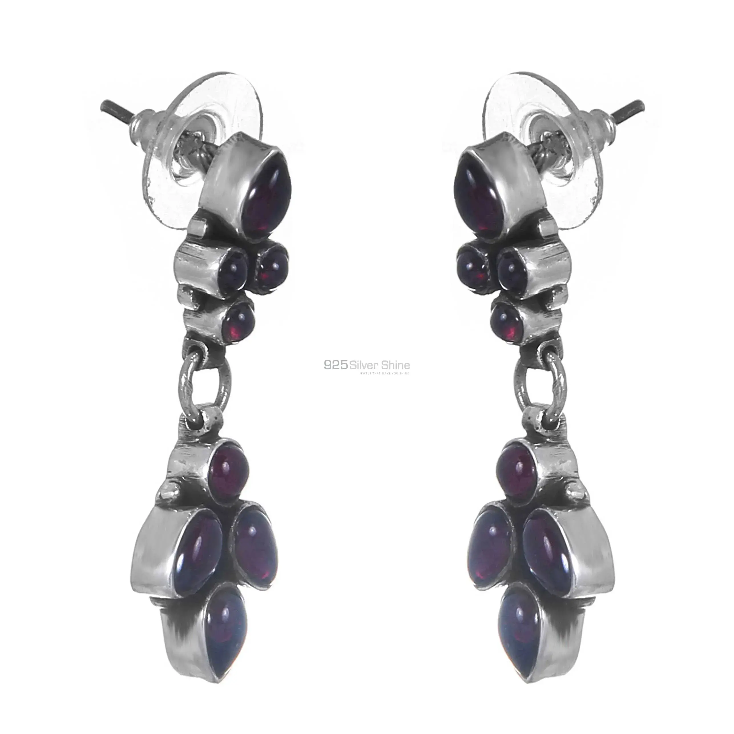 Natural Garnet Gemstone Earrings Exporters In 925 Sterling Silver Jewelry 925SE259_0