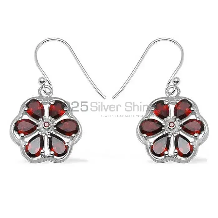 Natural Garnet Gemstone Earrings In 925 Sterling Silver 925SE703