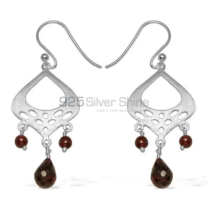 Natural Garnet Gemstone Earrings In 925 Sterling Silver 925SE782