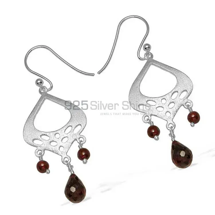 Natural Garnet Gemstone Earrings In 925 Sterling Silver 925SE782_1
