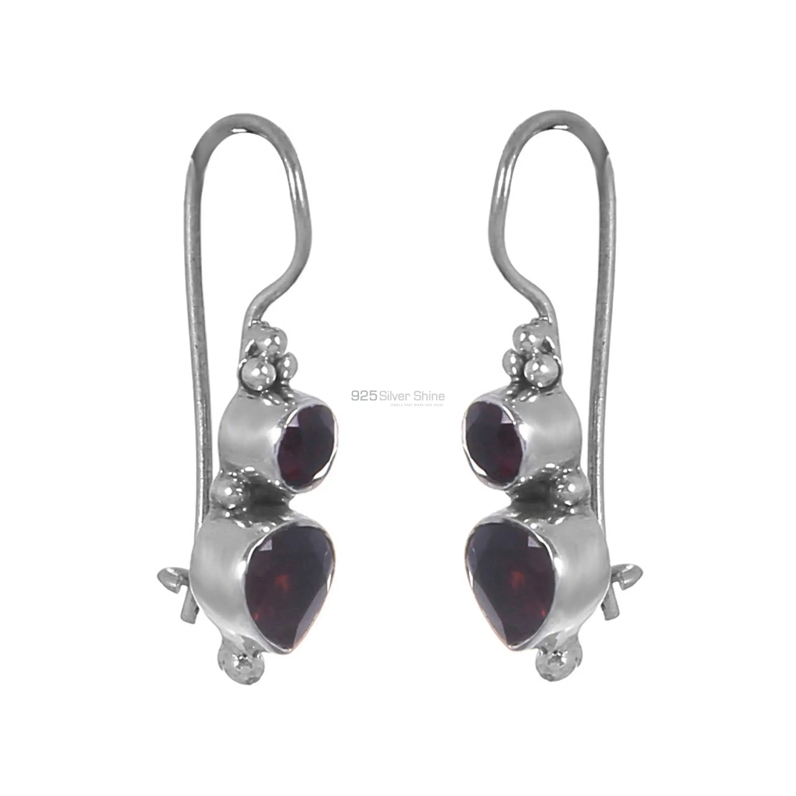 Natural Garnet Gemstone Earrings In Fine 925 Sterling Silver 925SE314_0