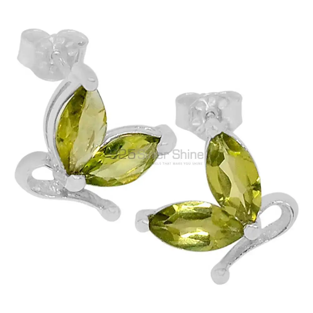 Natural Peridot Gemstone Earrings In Fine 925 Sterling Silver 925SE551