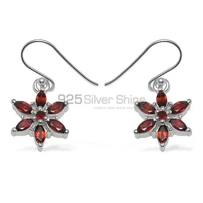 Natural Garnet Gemstone Earrings In Fine 925 Sterling Silver 925SE709