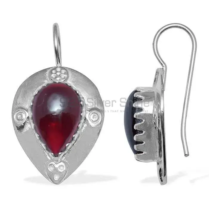 Natural Garnet Gemstone Earrings In Fine 925 Sterling Silver 925SE867