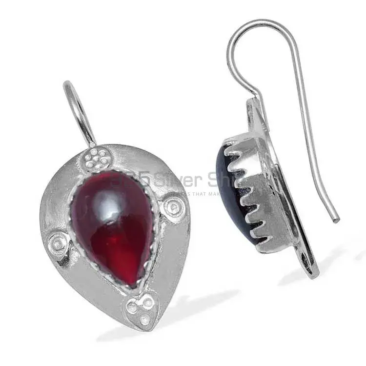 Natural Garnet Gemstone Earrings In Fine 925 Sterling Silver 925SE867_1