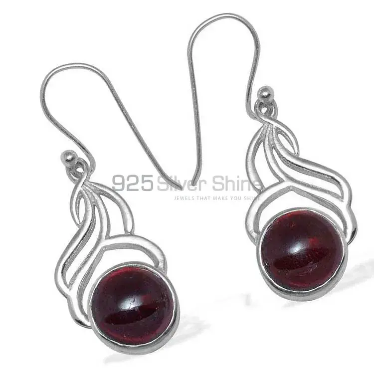 Natural Garnet Gemstone Earrings Manufacturer In 925 Sterling Silver Jewelry 925SE815_0