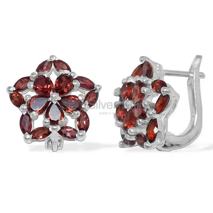 Natural Garnet Gemstone Earrings Manufacturer In 925 Sterling Silver Jewelry 925SE894