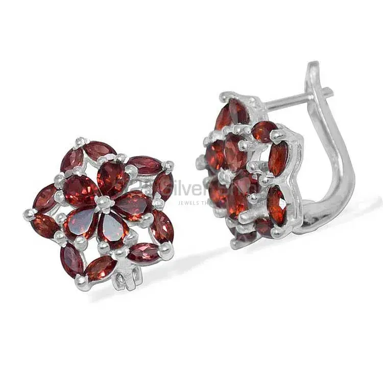 Natural Garnet Gemstone Earrings In 925 Sterling Silver Jewelry 925SE894_1