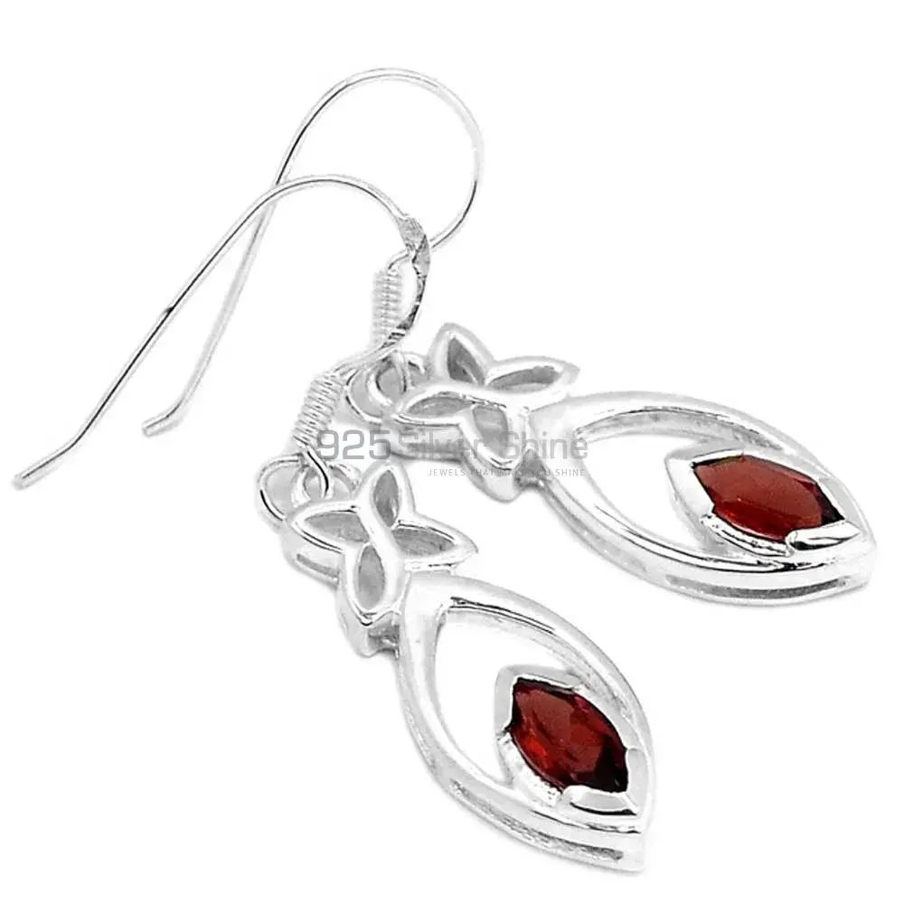 Natural Garnet Gemstone Earrings Suppliers In 925 Sterling Silver Jewelry 925SE335