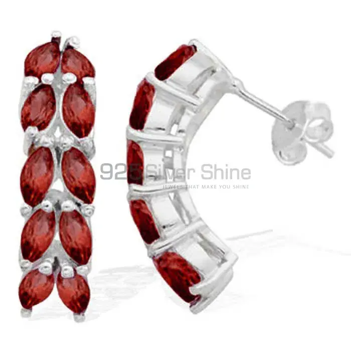 Natural Garnet Gemstone Earrings In 925 Sterling Silver Jewelry 925SE967