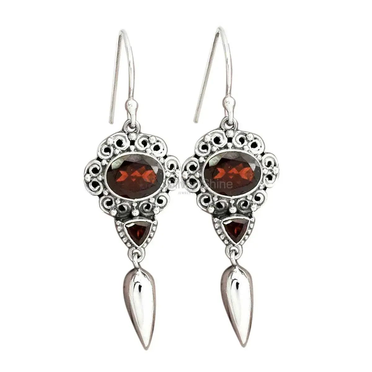 Natural Garnet Gemstone Earrings Wholesaler In 925 Sterling Silver Jewelry 925SE2442