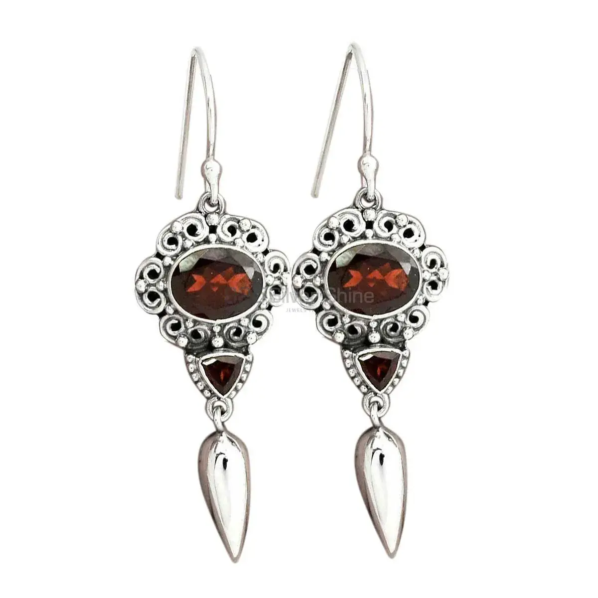 Natural Garnet Gemstone Earrings In 925 Sterling Silver Jewelry 925SE2442_0