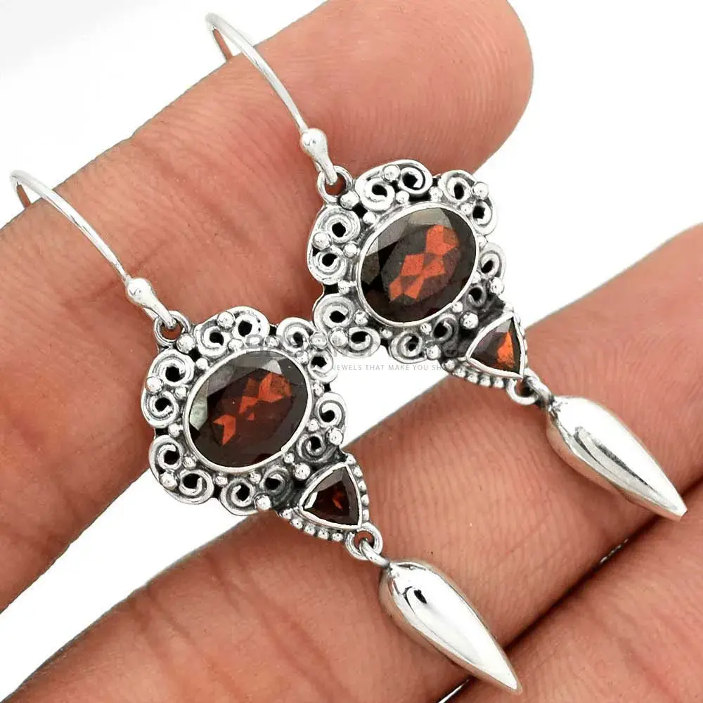 Natural Garnet Gemstone Earrings Wholesaler In 925 Sterling Silver Jewelry 925SE2442_0