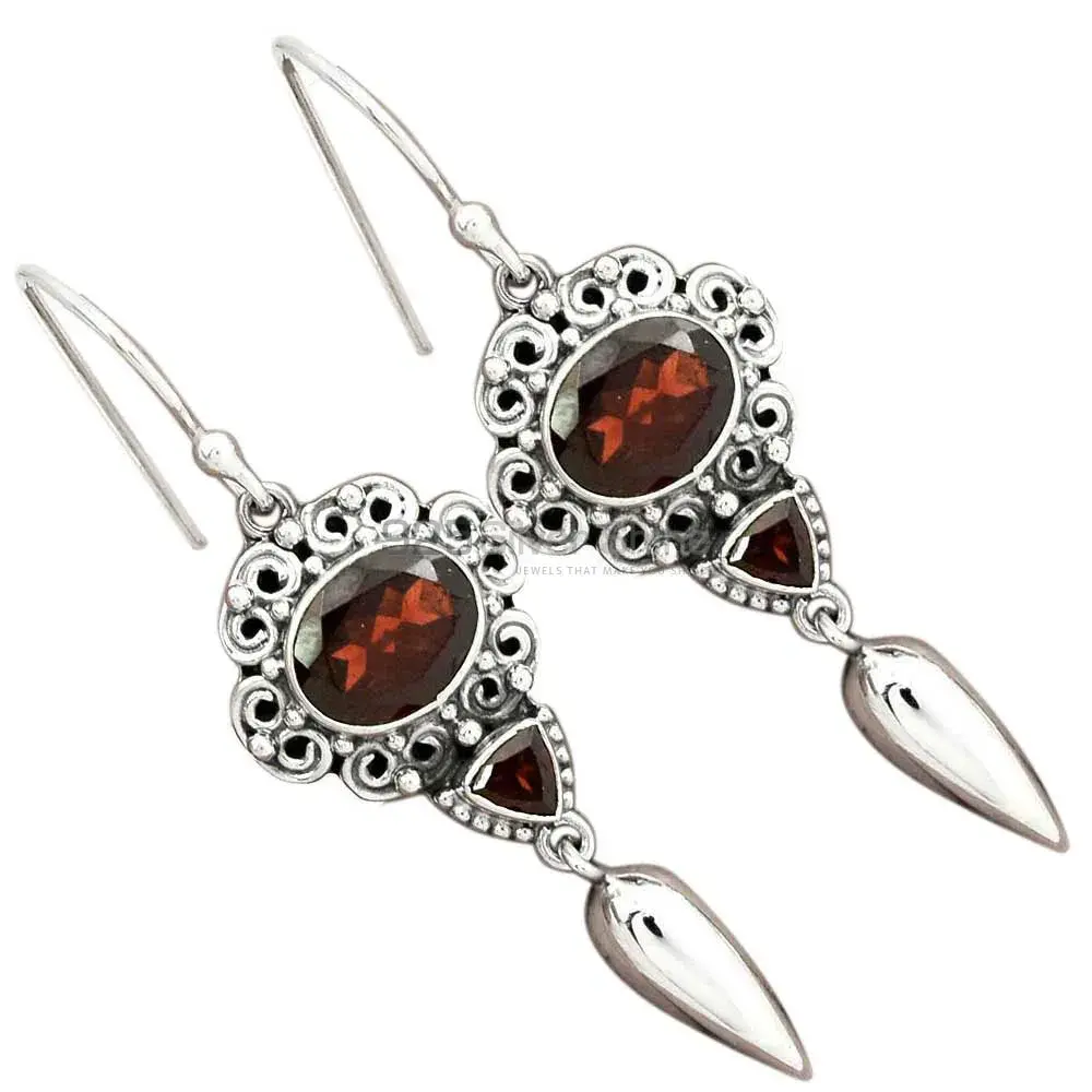 Natural Garnet Gemstone Earrings Wholesaler In 925 Sterling Silver Jewelry 925SE2442_1