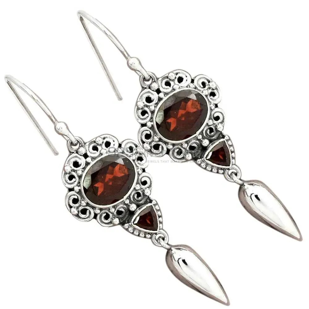 Natural Garnet Gemstone Earrings In 925 Sterling Silver Jewelry 925SE2442_2