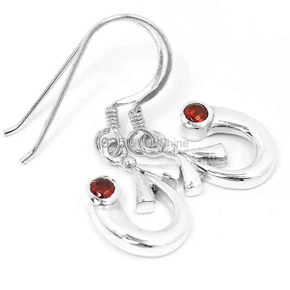 Natural Garnet Gemstone Earrings Wholesaler In 925 Sterling Silver Jewelry 925SE648