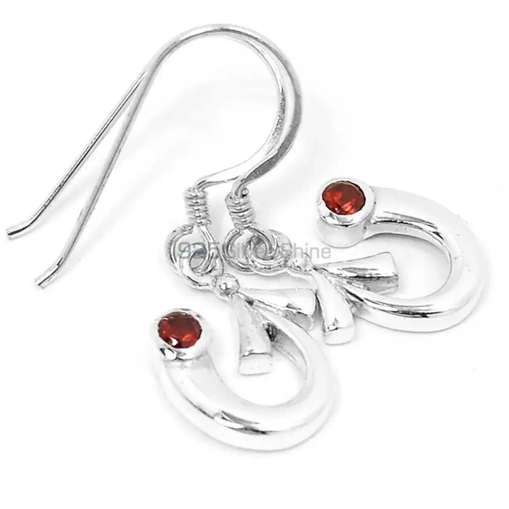Natural Garnet Gemstone Earrings In 925 Sterling Silver Jewelry 925SE648