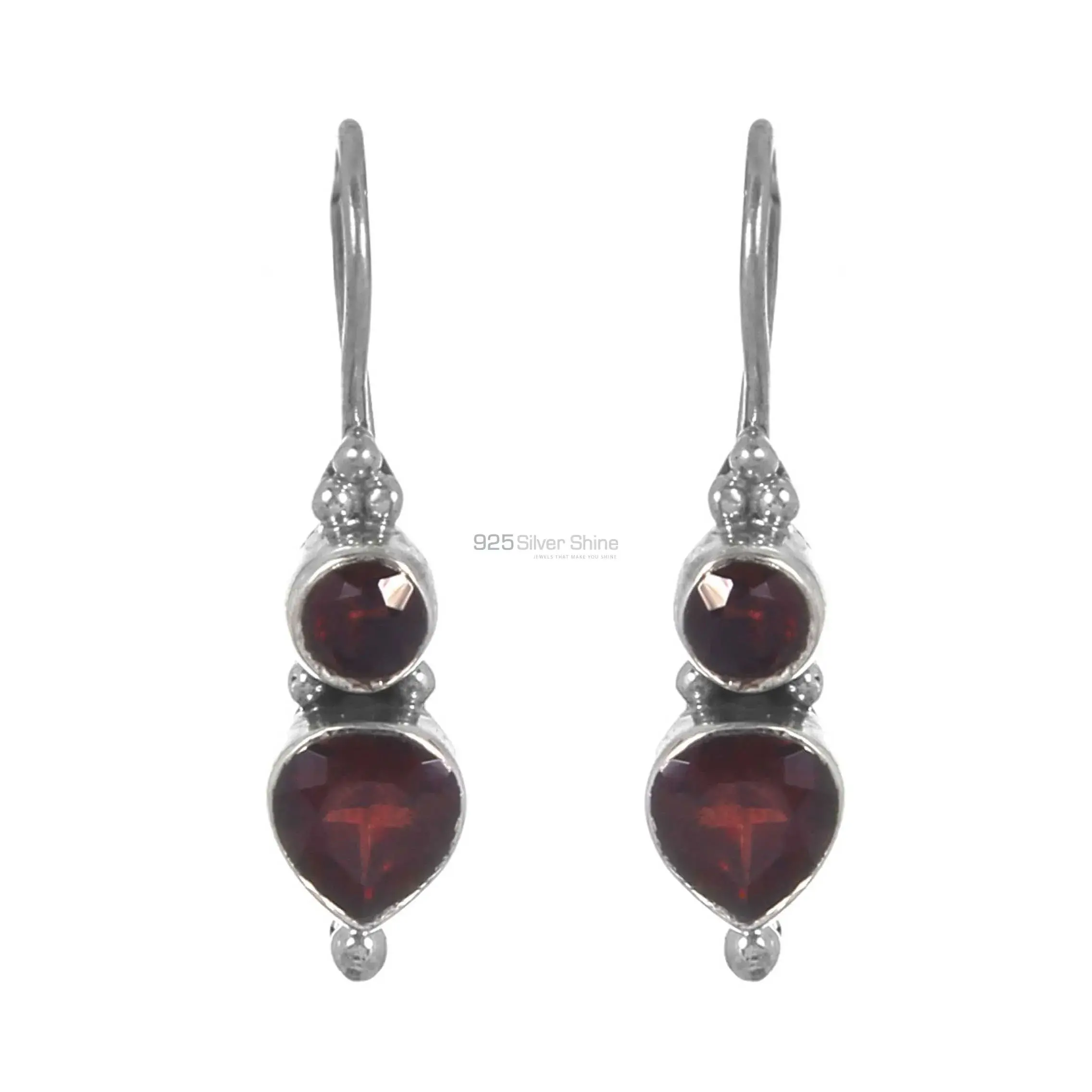 Natural Garnet Semi Precious Gemstone Earring In Sterling Silver Jewelry 925SE200