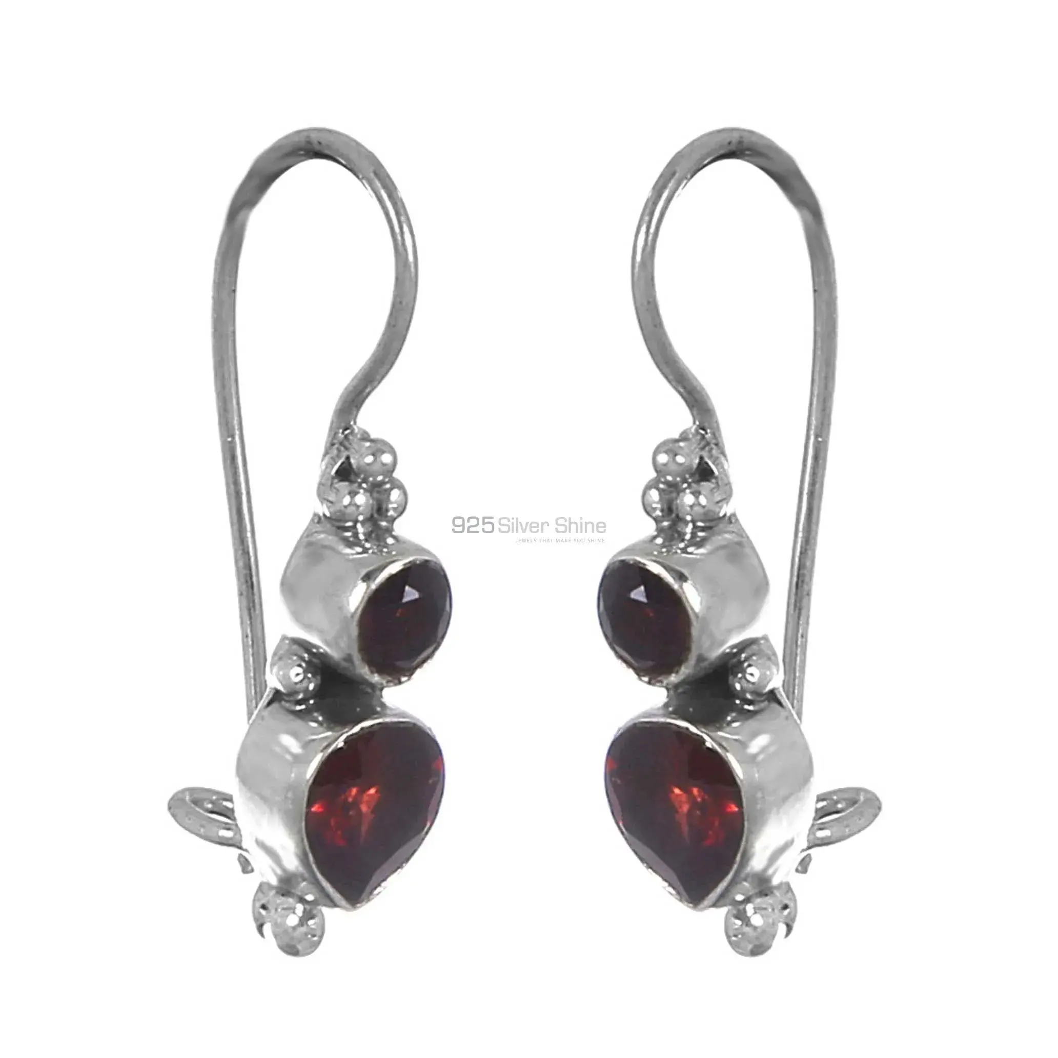 Natural Garnet Semi Precious Gemstone Earring In Sterling Silver Jewelry 925SE200_0