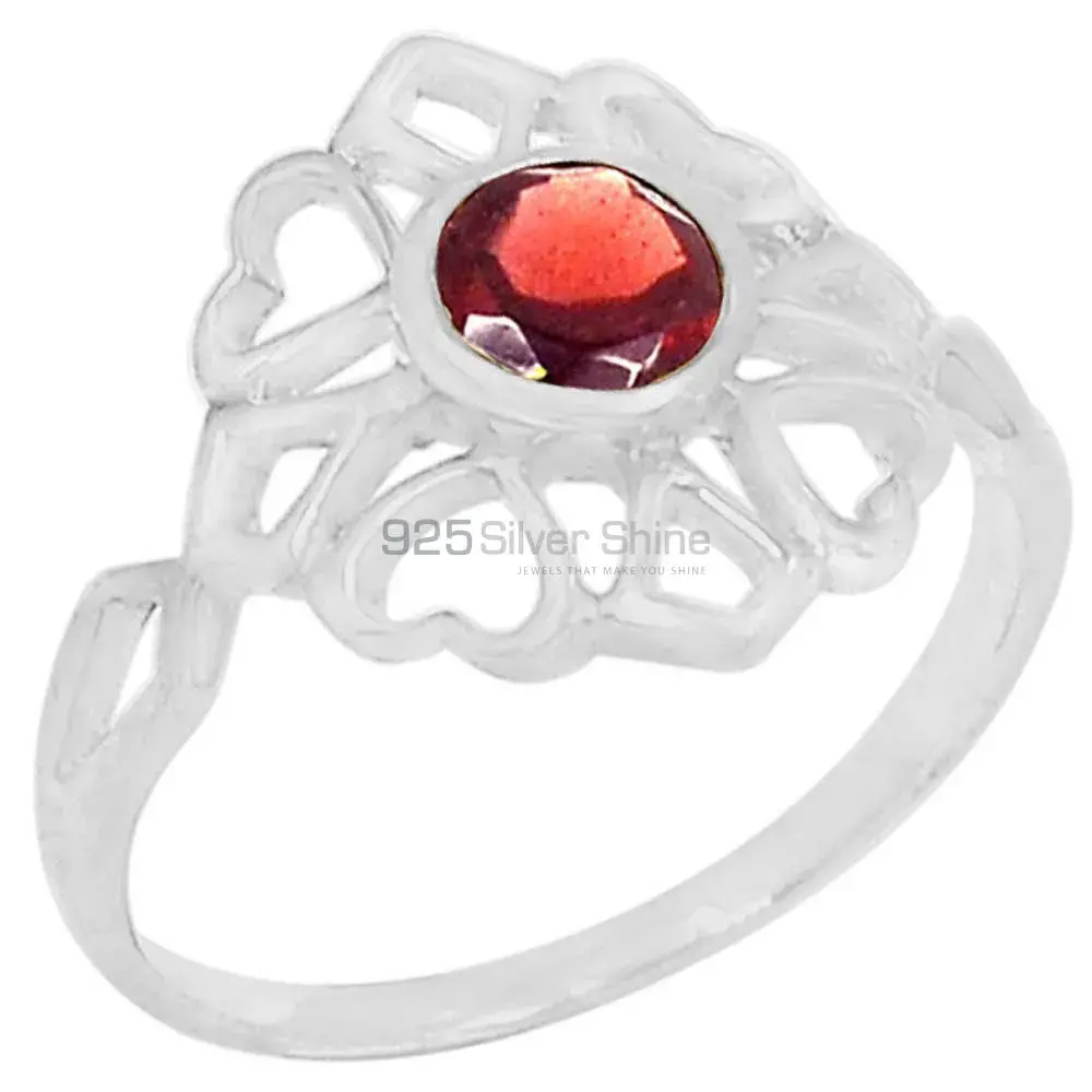 Both Heart Design Sterling Silver Garnet Rings 925SR091-5