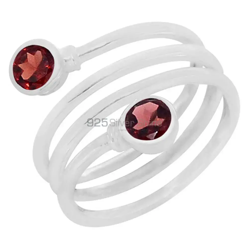 Spiral Sterling Silver Garnet Stone rings 925SR076-3_0