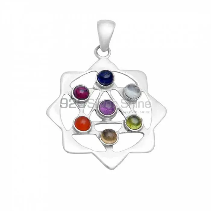 Natural Gemstone Chakra Pendant With Sterling Silver For Yoga SSCP110_1