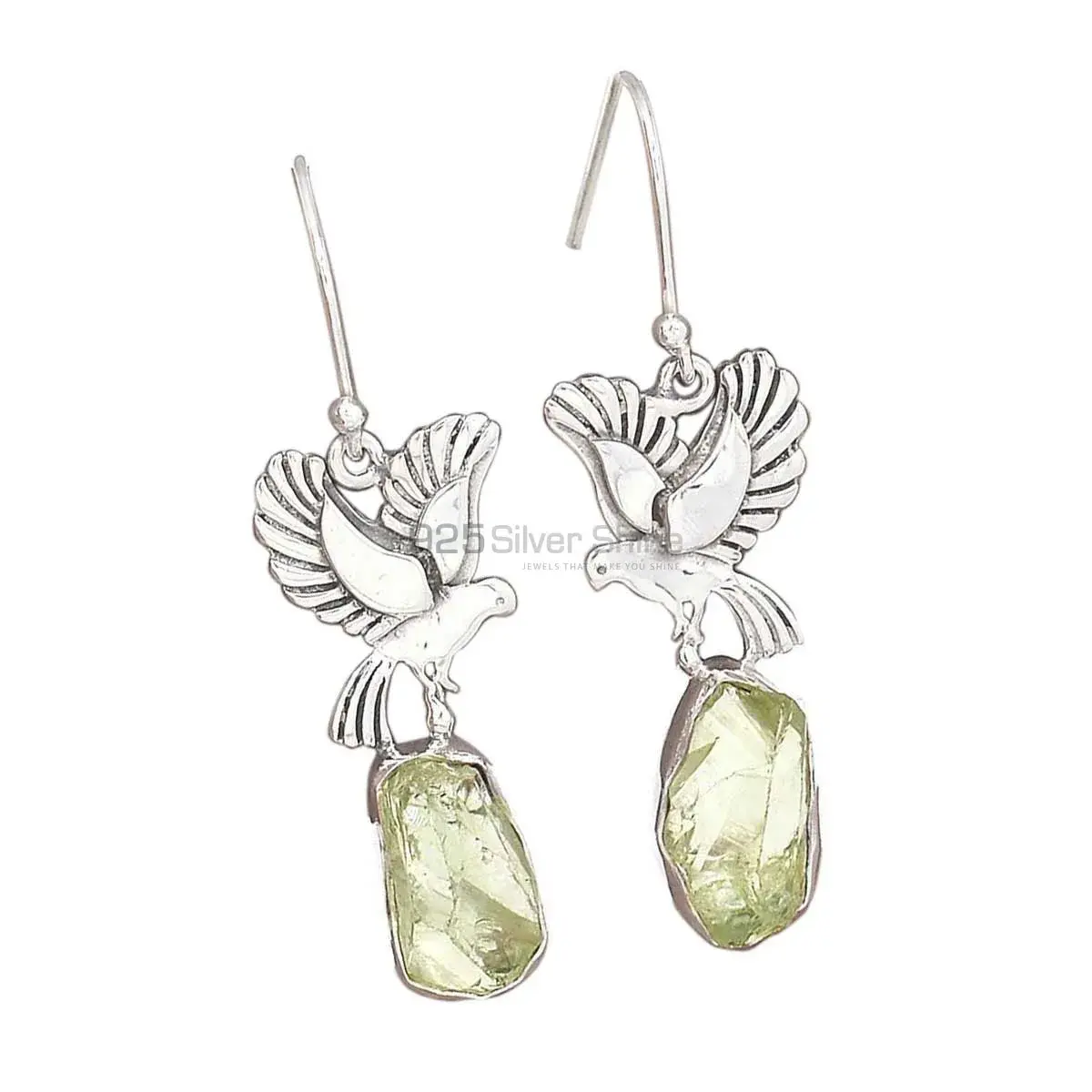 Natural Green Amethyst Gemstone Earrings Wholesaler In 925 Sterling Silver Jewelry 925SE2674