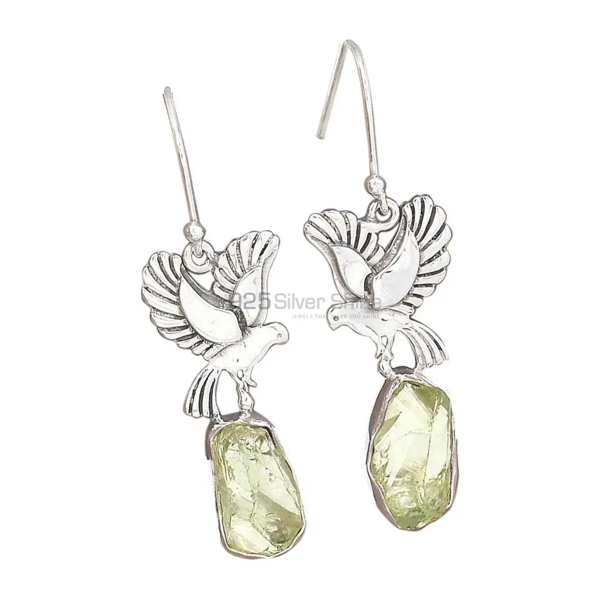 Natural Green Amethyst Gemstone Earrings In 925 Sterling Silver Jewelry 925SE2674_0