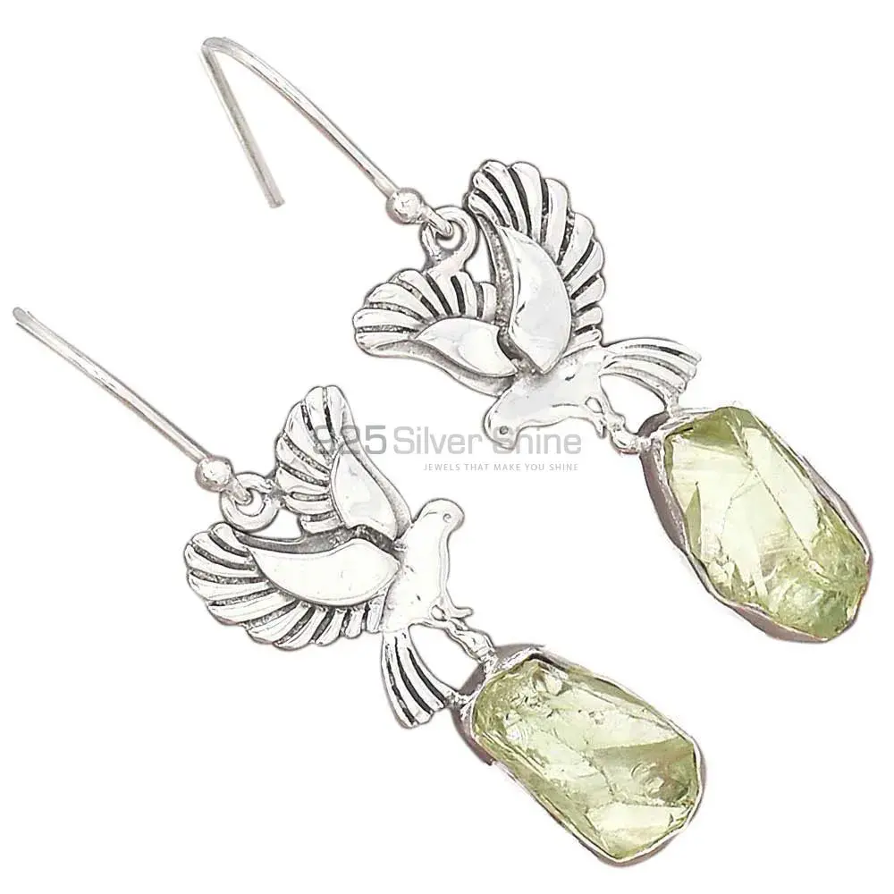 Natural Green Amethyst Gemstone Earrings Wholesaler In 925 Sterling Silver Jewelry 925SE2674_0
