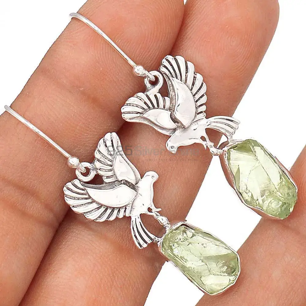 Natural Green Amethyst Gemstone Earrings Wholesaler In 925 Sterling Silver Jewelry 925SE2674_1