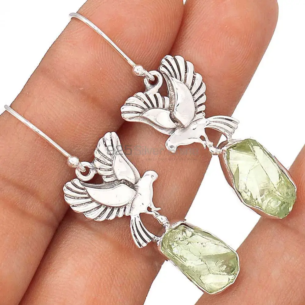 Natural Green Amethyst Gemstone Earrings In 925 Sterling Silver Jewelry 925SE2674_2