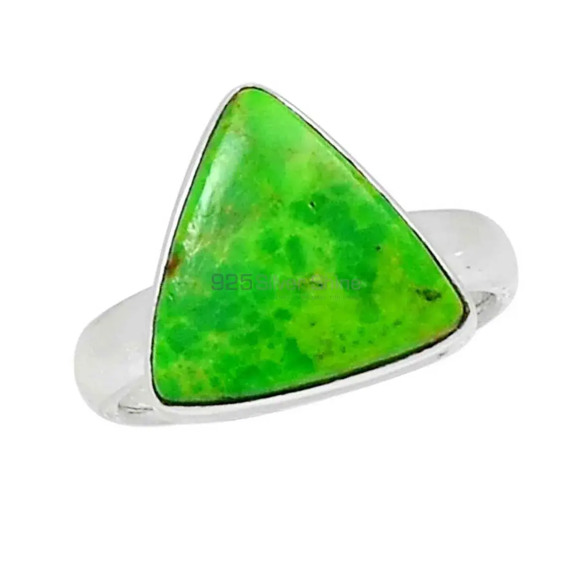 Natural Green Copper Turquoise Gemstone Ring In Sterling Silver Jewelry 925SR2300_1