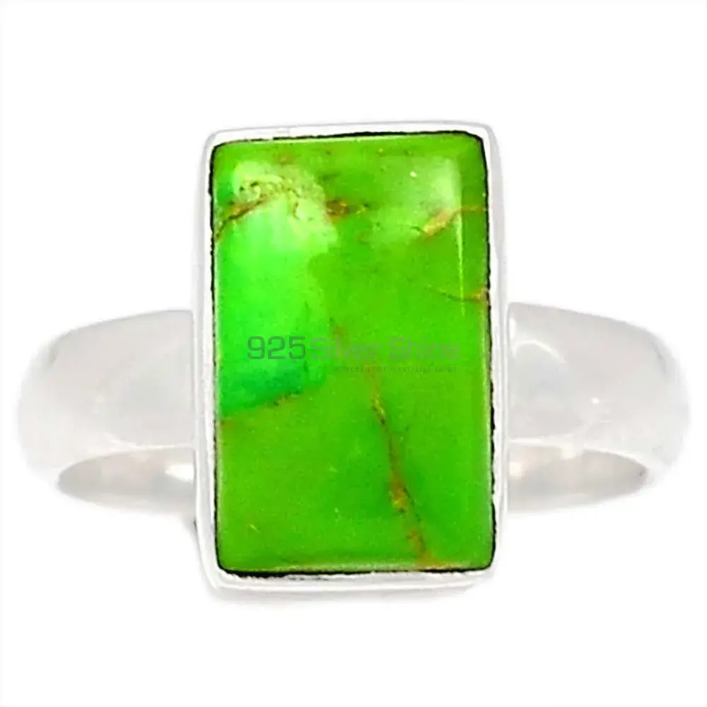 Natural Green Copper Turquoise Gemstone Ring In Sterling Silver Jewelry 925SR2300_1