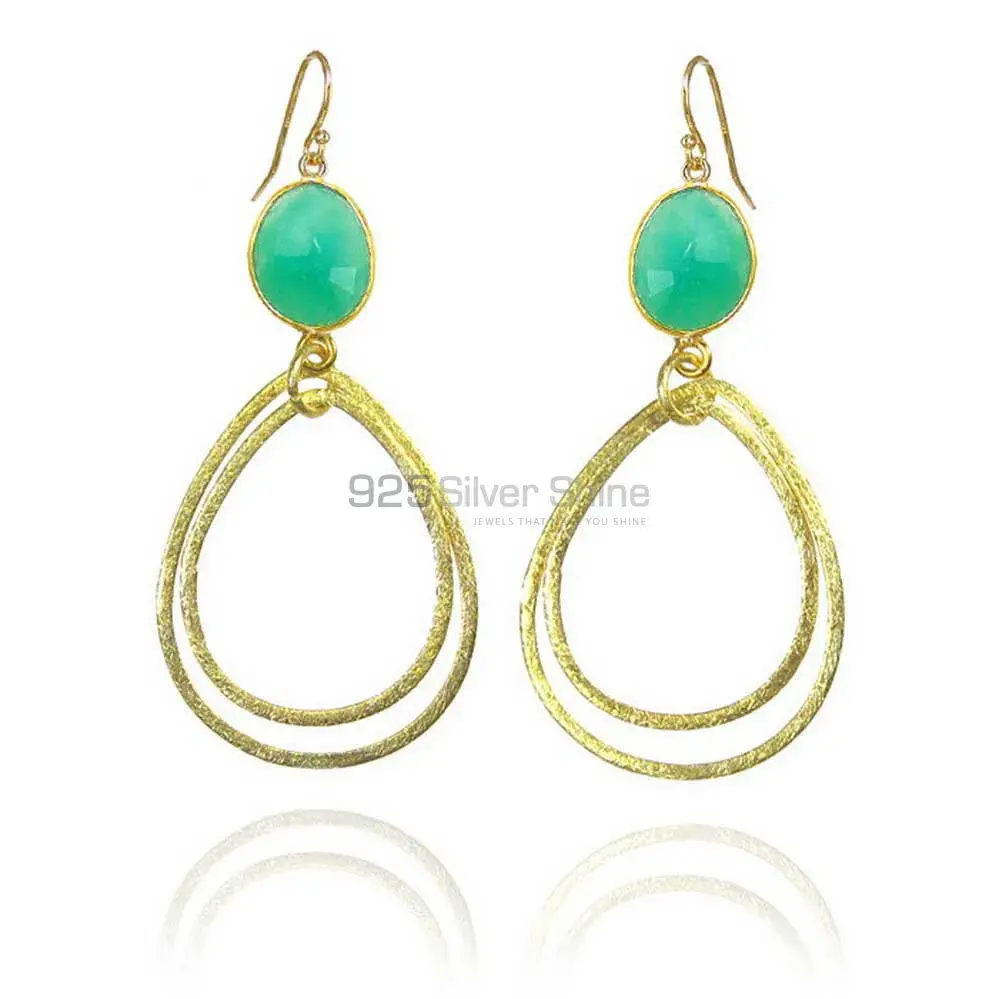 Natural Green Onyx Gemstone Earrings Manufacturer In 925 Sterling Silver Jewelry 925SE1955