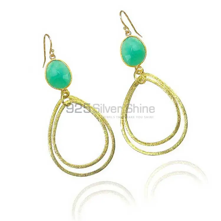 Natural Green Onyx Gemstone Earrings Manufacturer In 925 Sterling Silver Jewelry 925SE1955_0