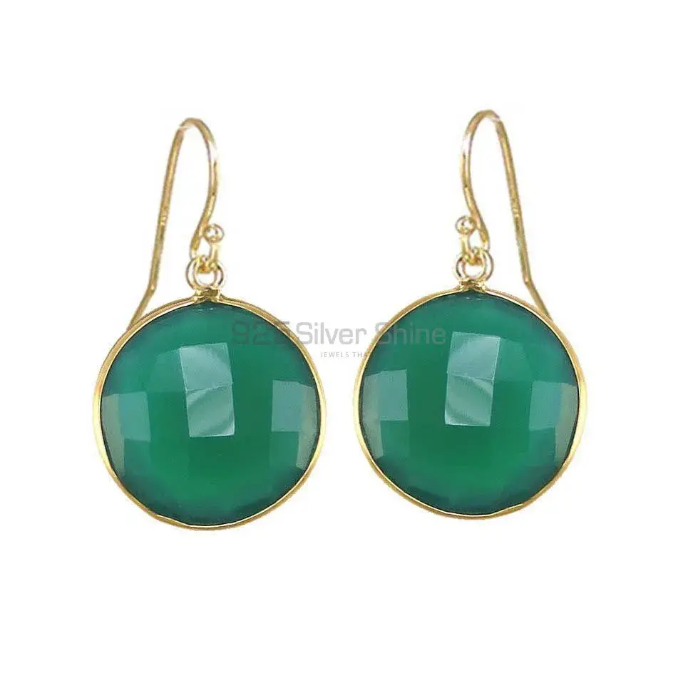 Natural Green Onyx Gemstone Earrings Wholesaler In 925 Sterling Silver Jewelry 925SE1946
