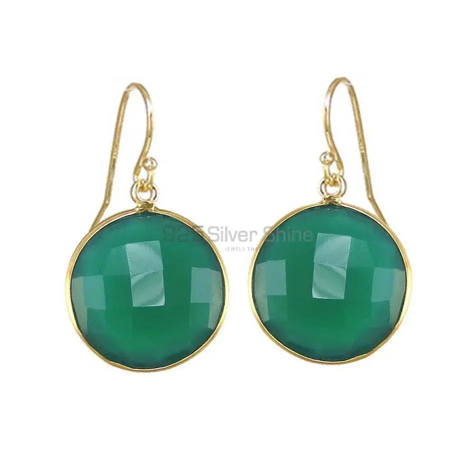 Natural Green Onyx Gemstone Earrings In 925 Sterling Silver Jewelry 925SE1946_0
