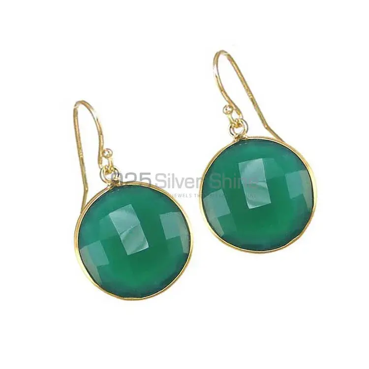 Natural Green Onyx Gemstone Earrings Wholesaler In 925 Sterling Silver Jewelry 925SE1946_0