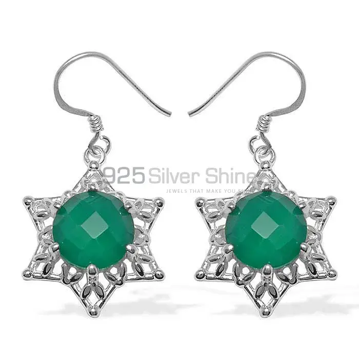 Natural Green Onyx Gemstone Earrings Wholesaler In 925 Sterling Silver Jewelry 925SE806